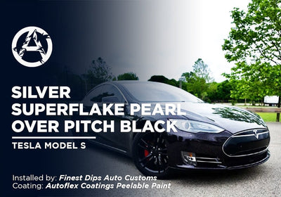 SILVER SUPERFLAKE PEARL OVER PITCH BLACK | AUTOFLEX COATINGS | TESLA MODEL S